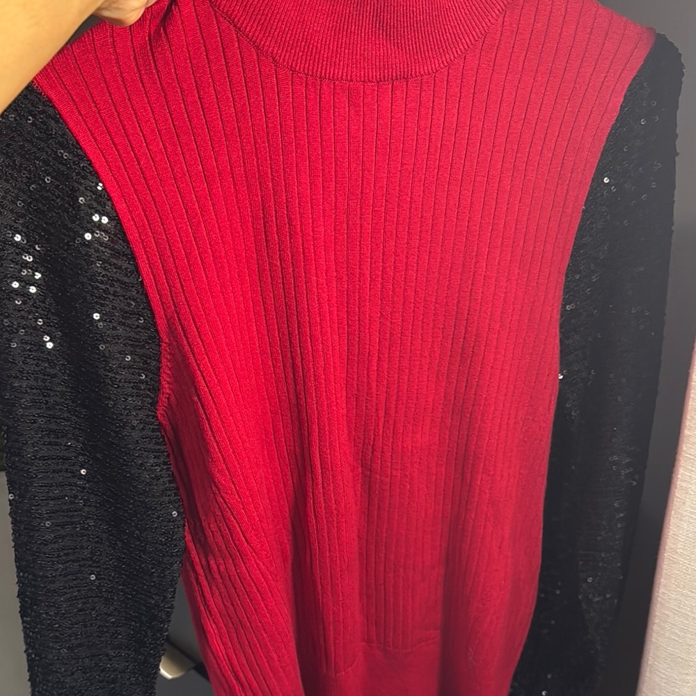 Elegant Red and Black Women's Sweater